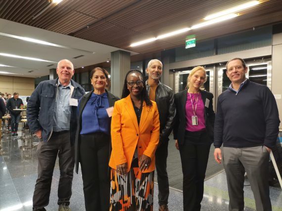 The symposium speakers (from left to right): John Link, Rhea Coler, Delali Attiogbe Attipoe, Thierry Diagana, Julia Schaletzky, and Judd Walson.